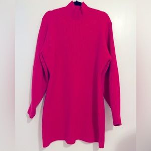 Hot pink mock neck sweater dress